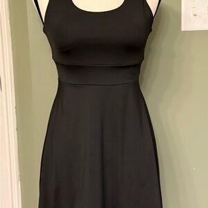 Stretchy Black Midi Dress with crisscross back